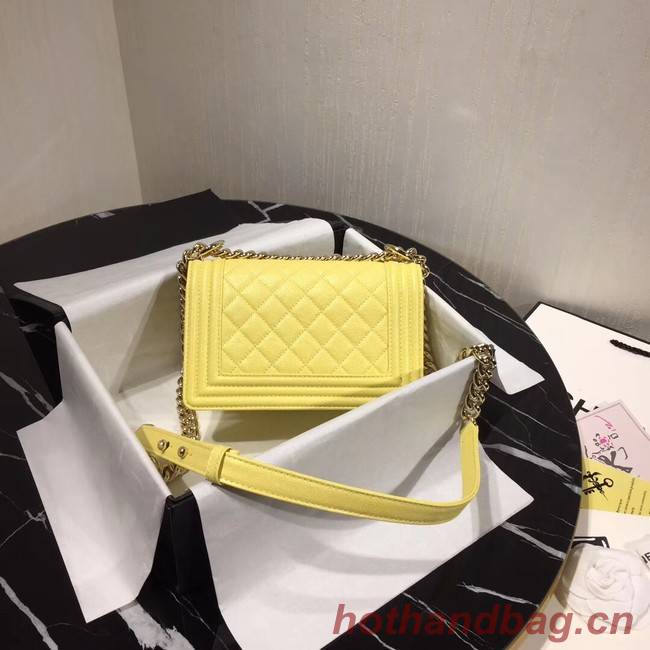 Boy Chanel Flap Shoulder Bag Original Leather Yellow A67085 Gold