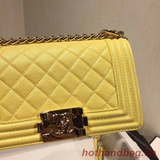 Boy Chanel Flap Shoulder Bag Original Leather Yellow A67085 Gold