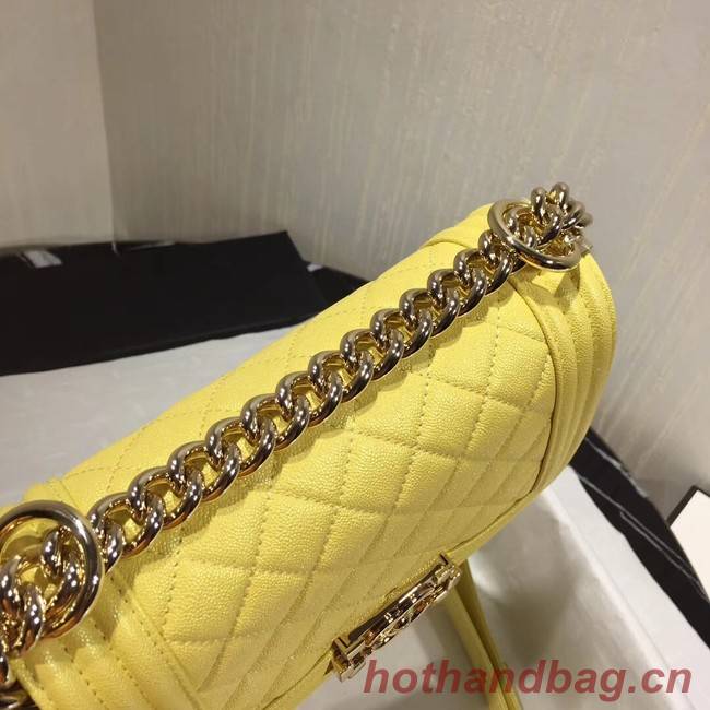 Boy Chanel Flap Shoulder Bag Original Leather Yellow A67085 Gold