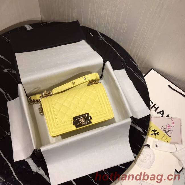 Boy Chanel Flap Shoulder Bag Original Leather Yellow A67085 Gold