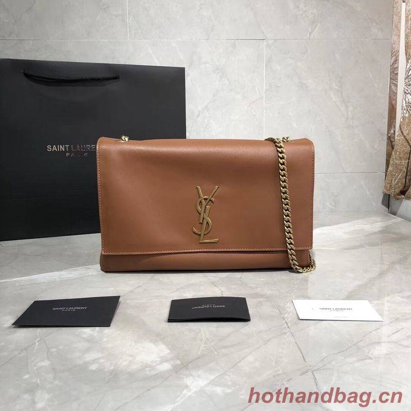 Yves Saint Laurent Double Skin Use Original Leather Shoulder Bag Y553804 Brown