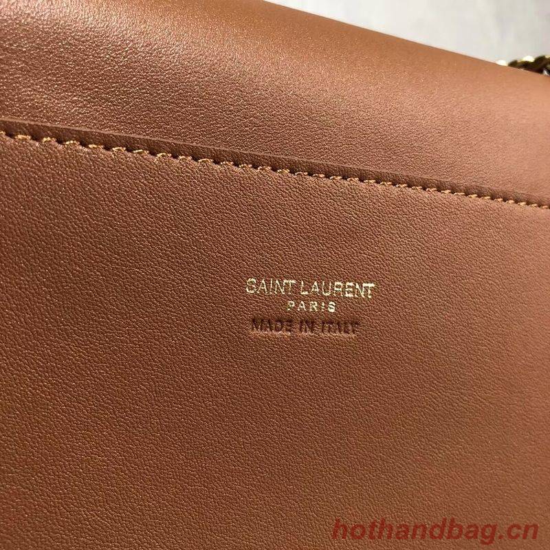 Yves Saint Laurent Double Skin Use Original Leather Shoulder Bag Y553804 Brown