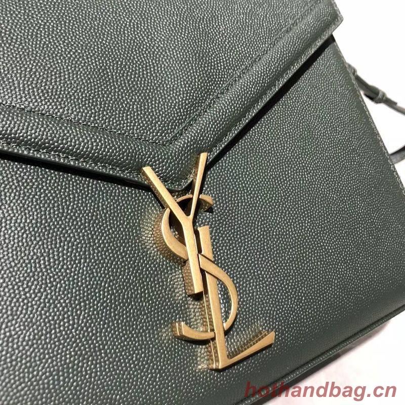 Yves Saint Laurent CASSANDRA TOP HANDLE MEDIUM BAG IN GRAIN DE POUDRE EMBOSSED LEATHER Y578000 Green