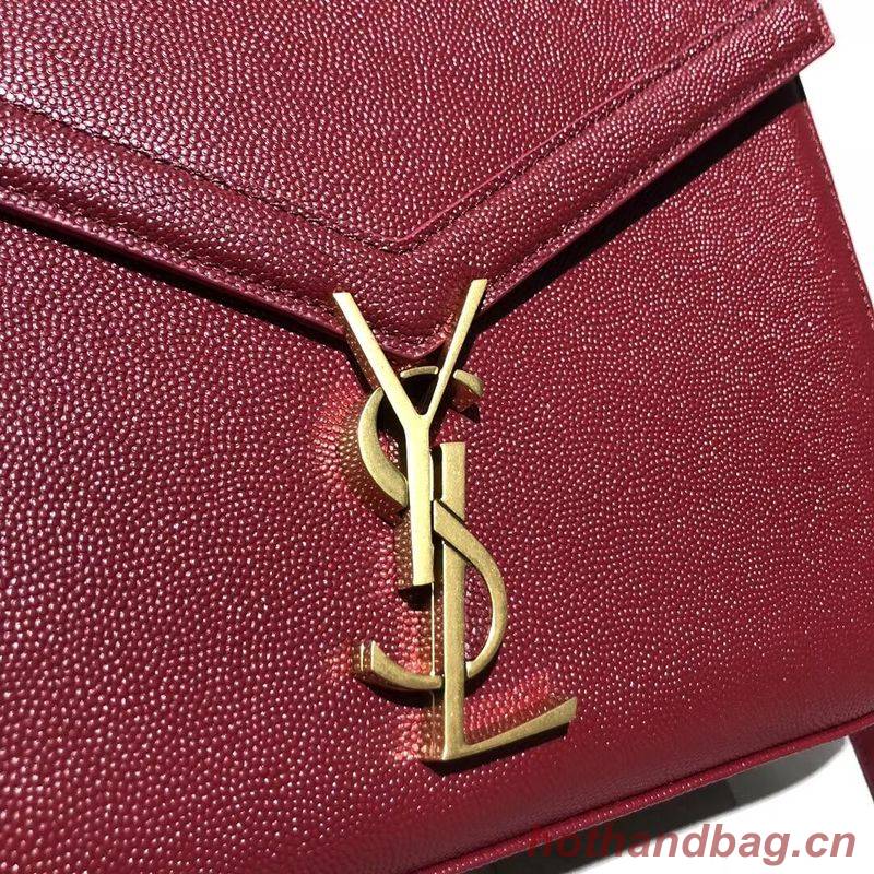 Yves Saint Laurent CASSANDRA TOP HANDLE MEDIUM BAG IN GRAIN DE POUDRE EMBOSSED LEATHER Y578000 Red