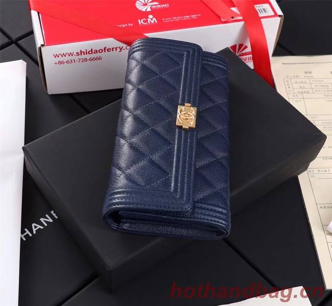 Chanel Calfskin Leather & Gold-Tone Metal A80286 blue