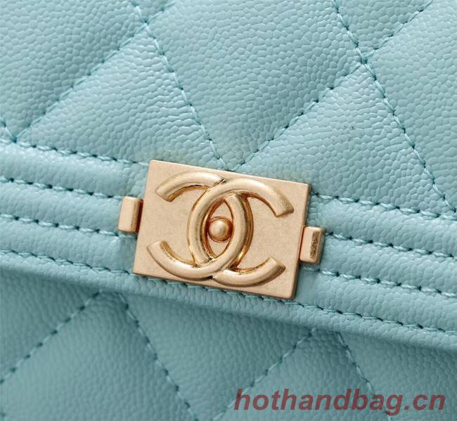 Chanel Calfskin Leather & Gold-Tone Metal A80286 sky blue