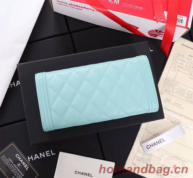 Chanel Calfskin Leather & Gold-Tone Metal A80286 sky blue