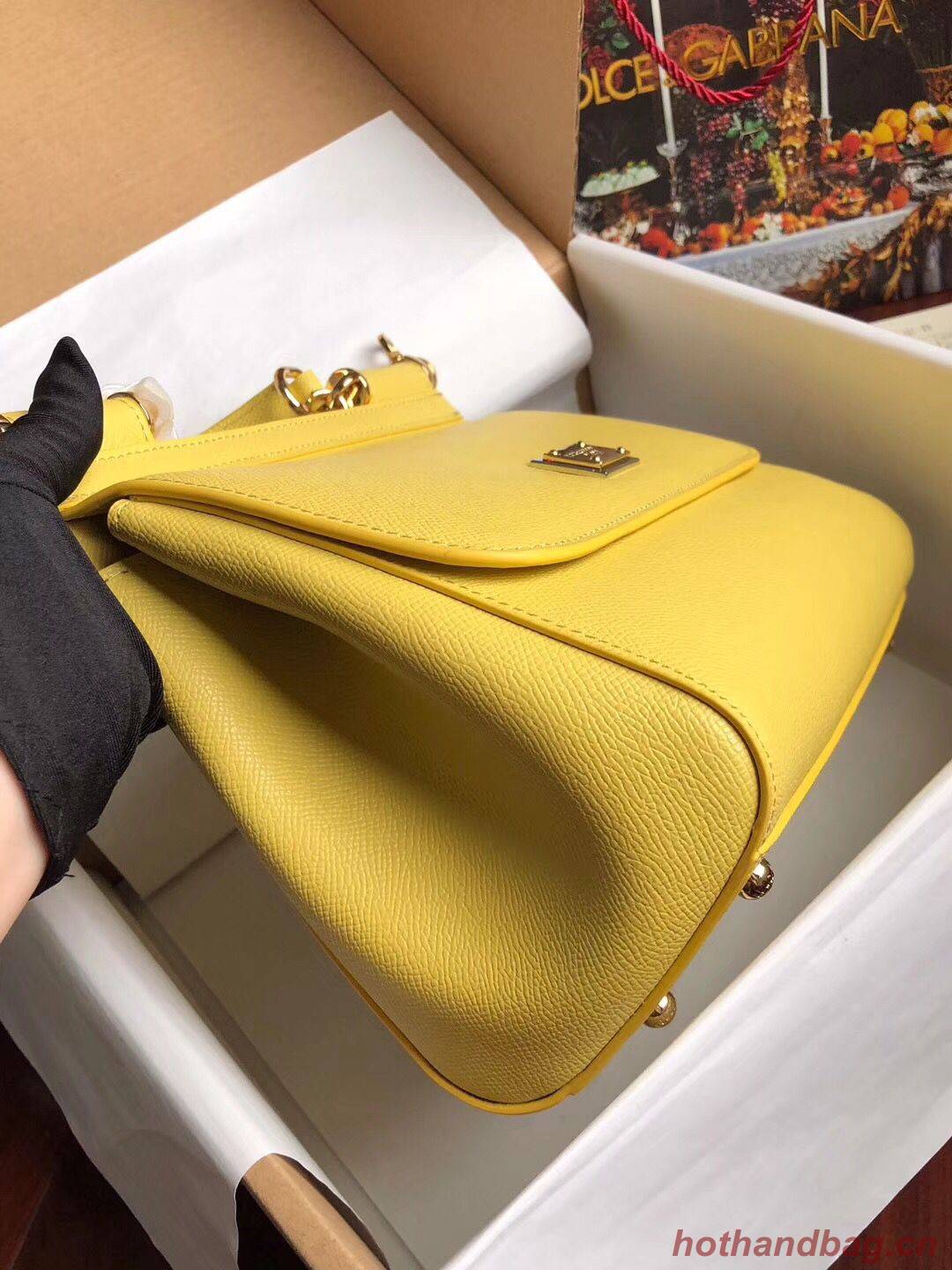 Dolce & Gabbana SICILY Bag Calfskin Leather 4139 yellow