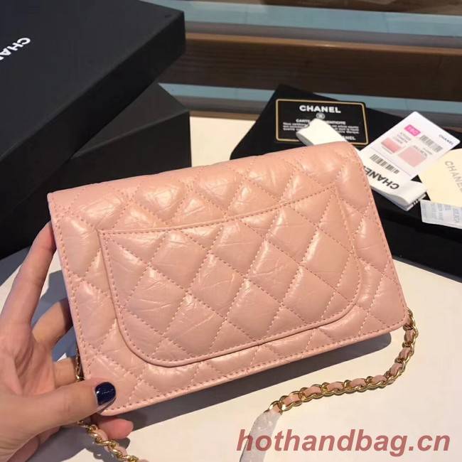 Chanel Calfskin & Gold-Tone Metal S33814 pink