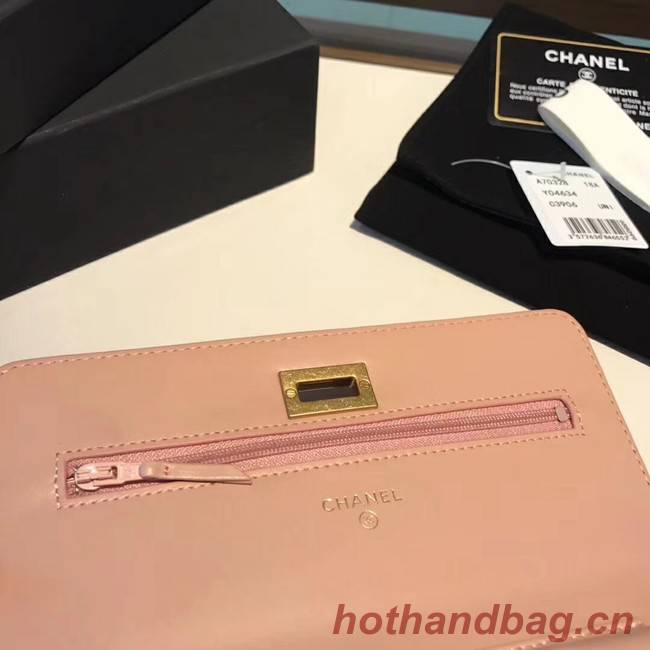 Chanel Calfskin & Gold-Tone Metal S33814 pink