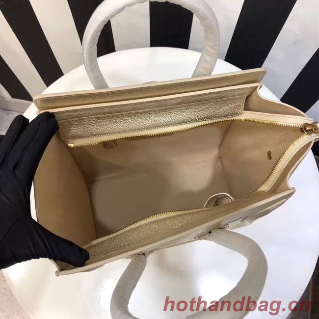 CELINE MICRO LUGGAGE HANDBAG IN LAMINATED LAMBSKIN 167793-26 gold