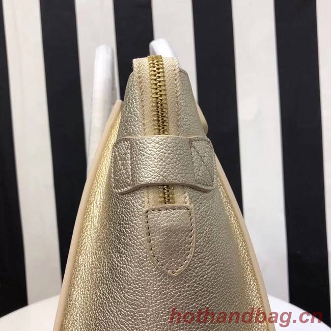 CELINE MICRO LUGGAGE HANDBAG IN LAMINATED LAMBSKIN 167793-26 gold