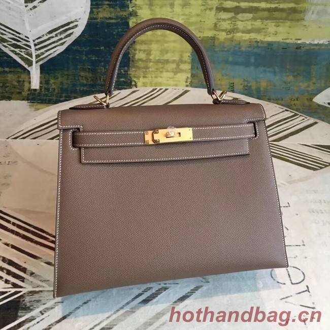 Hermes original Kelly Epsom Leather KL32 dark grey