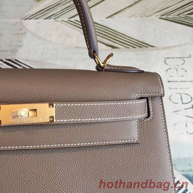 Hermes original Kelly Epsom Leather KL32 dark grey