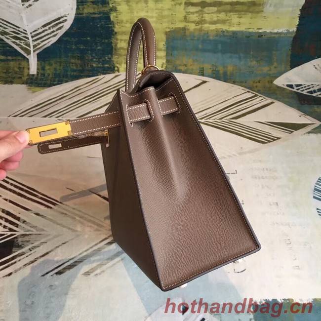 Hermes original Kelly Epsom Leather KL32 dark grey