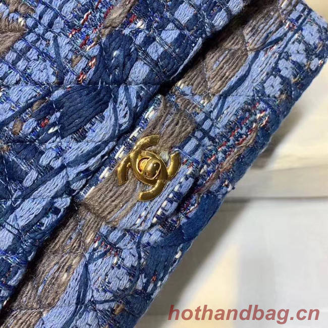 CHANEL Tweed Calfskin -Tone & Gold-Tone Metal AS1112 blue