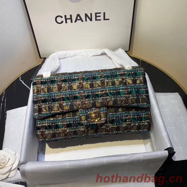 CHANEL Tweed Calfskin -Tone & Gold-Tone Metal AS1112 green