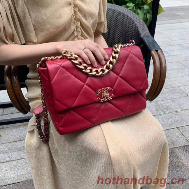 Chanel 19 flap bag AS1161 red