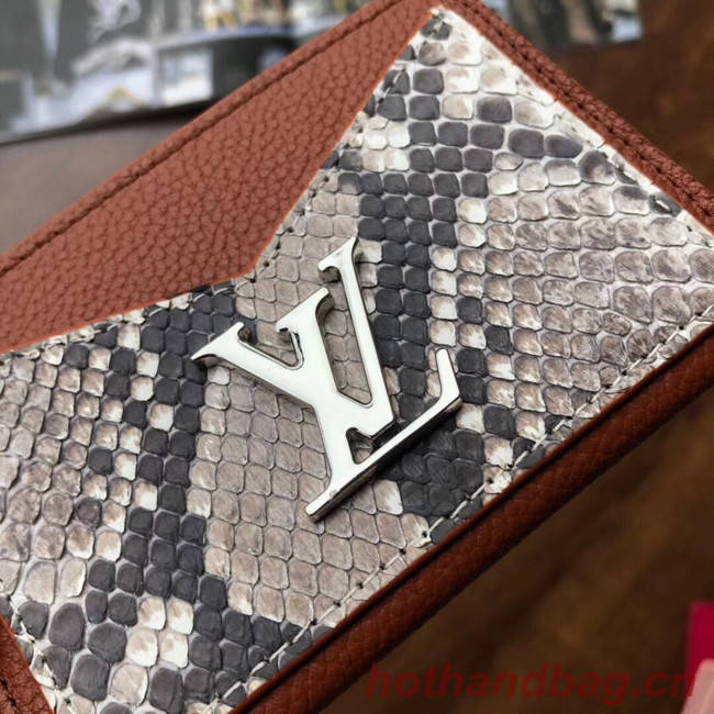 Louis vuitton original LOCKME CARD HOLDER N97001 brown