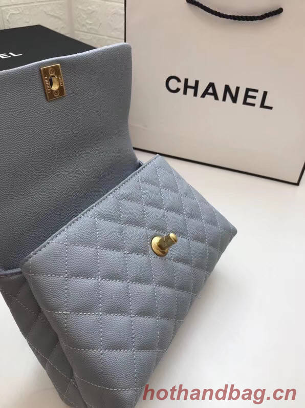 Chanel Small Flap Bag with Top Handle A92990 light blue