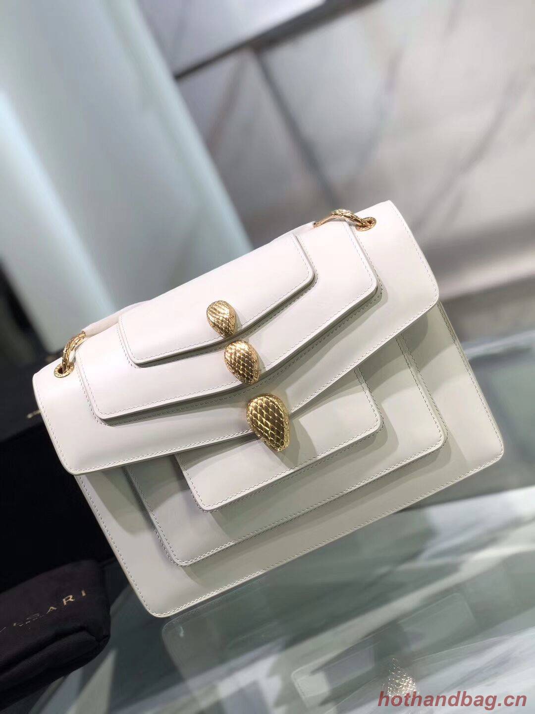 BVLGARI Serpenti Forever leather shoulder bag B288620 white