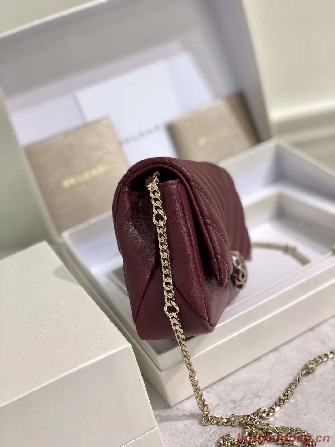 BVLGARI Shoulder Bag Calfskin Leather B288760 Burgundy