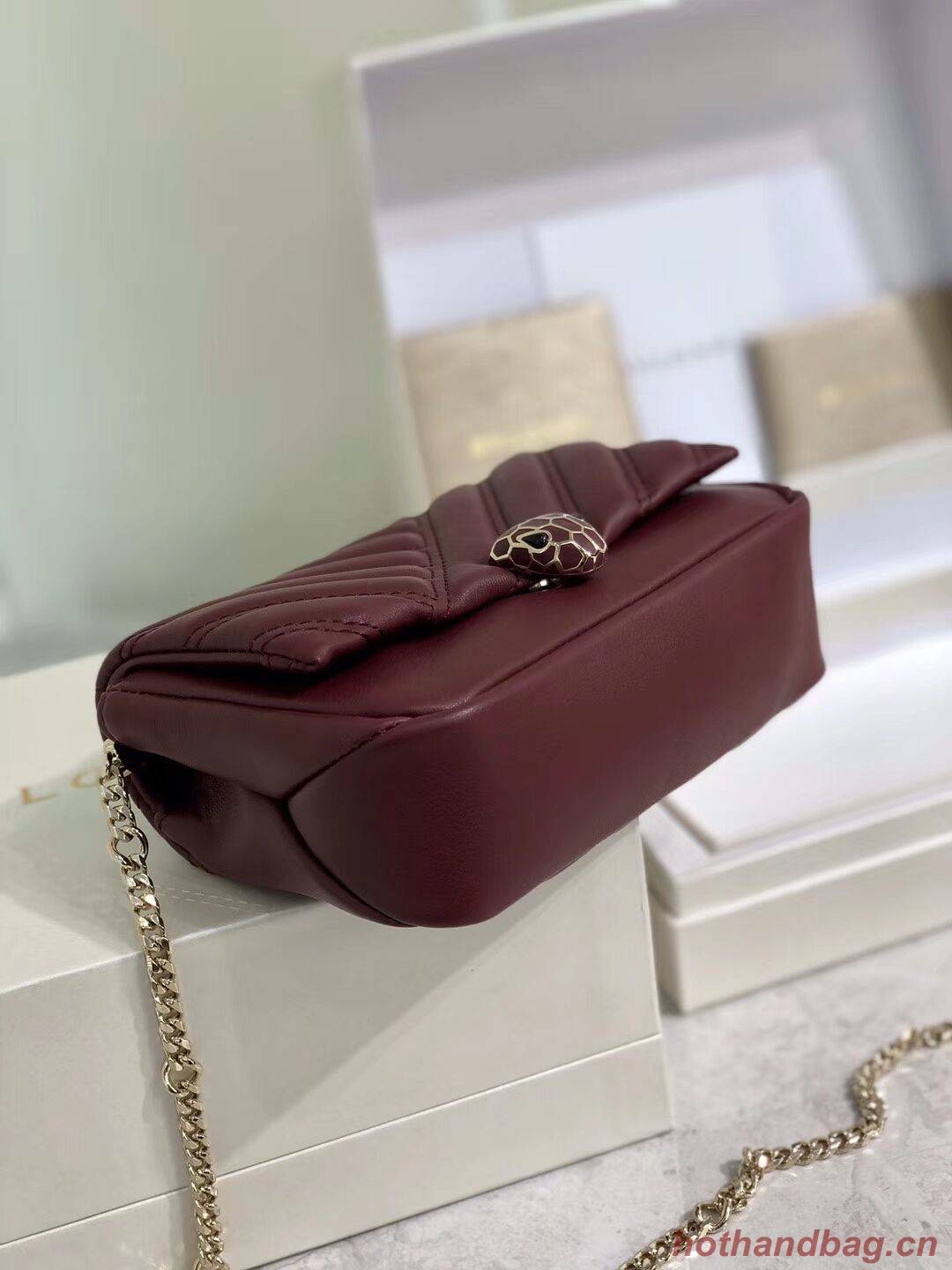 BVLGARI Shoulder Bag Calfskin Leather B288760 Burgundy