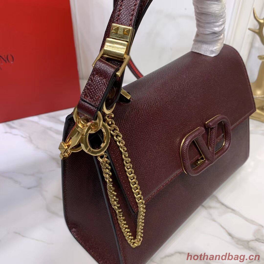 VALENTINO Origianl leather Tote Bag V0025 Burgundy