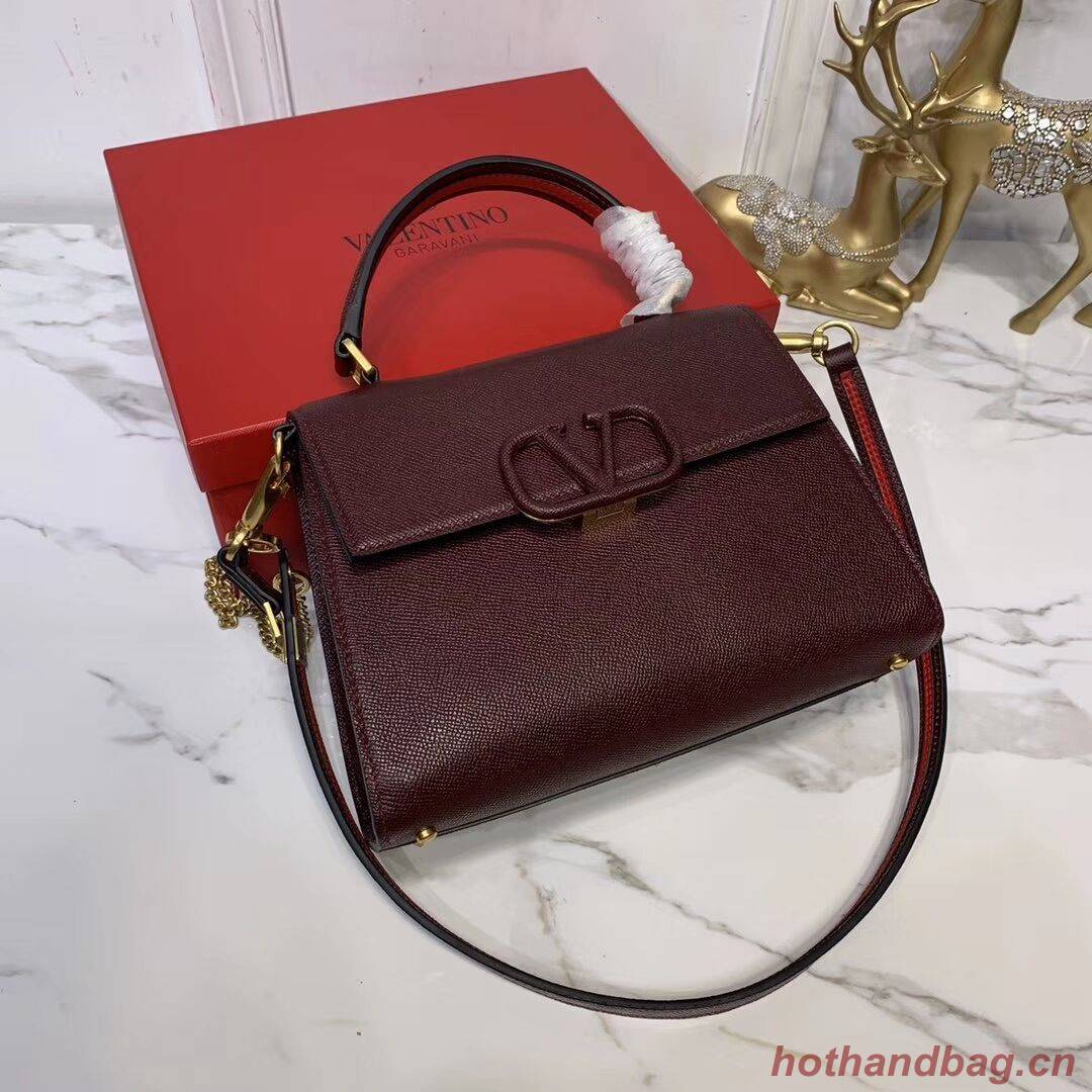 VALENTINO Origianl leather Tote Bag V0025 Burgundy