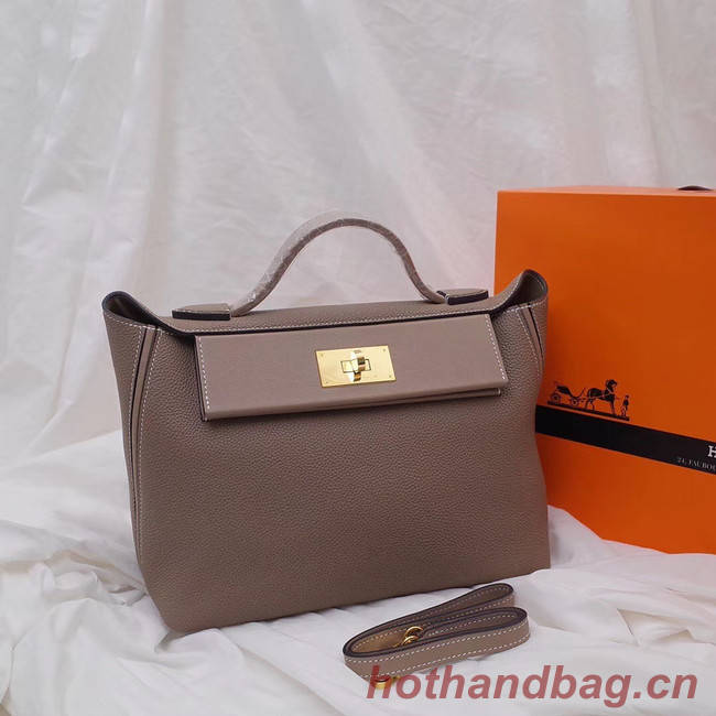 Hermes Kelly togo Leather Tote Bag H2424 grey