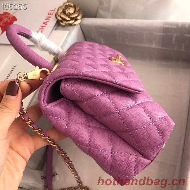 Chanel Small Flap Bag with Top Handle A92991 Purplish