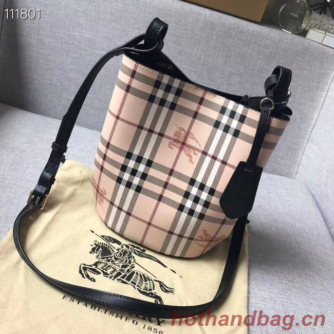 BURBERRY Banner small vintage check and leather tote Bag 1581 black