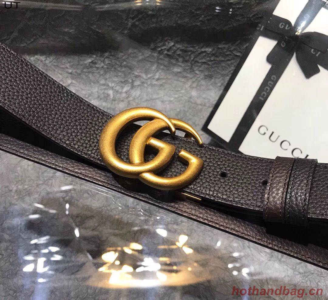 Gucci Original Litchi Leather 4CM Wide Available on both sides Belt 68884C Black & Brown