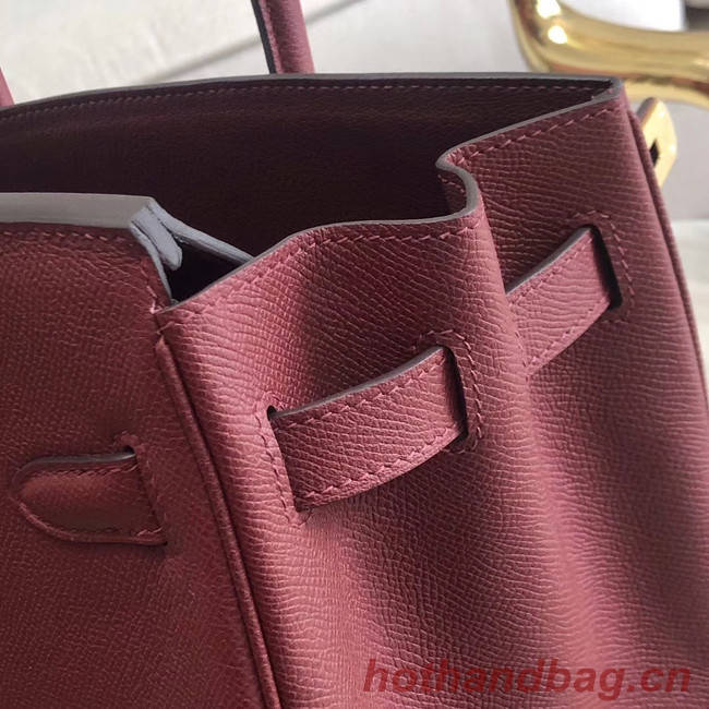 Hermes original Epsom Leather HB35O Burgundy&gold Metal