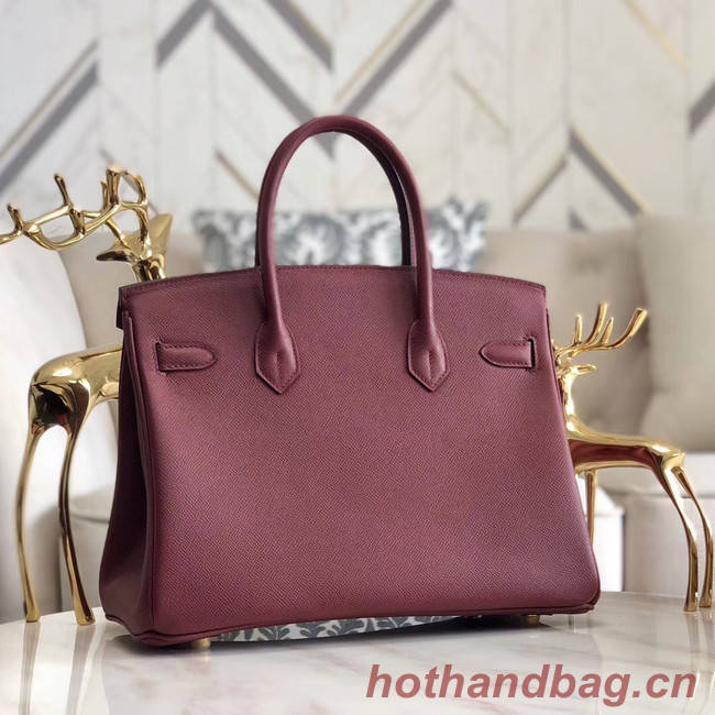 Hermes original Epsom Leather HB35O Burgundy&gold Metal