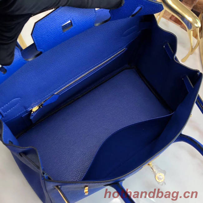 Hermes original Epsom Leather HB35O Electro optic blue&gold Metal