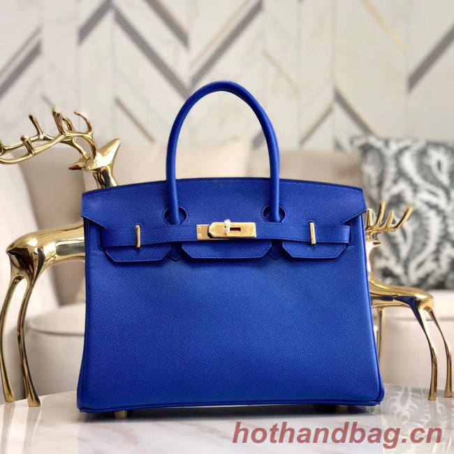 Hermes original Epsom Leather HB35O Electro optic blue&gold Metal