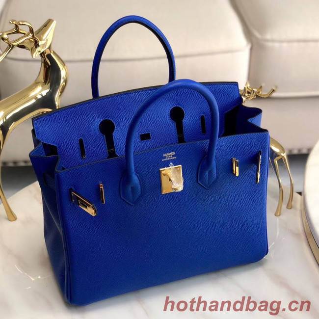 Hermes original Epsom Leather HB35O Electro optic blue&gold Metal