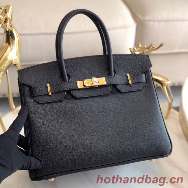 Hermes original Epsom Leather HB35O black&gold Metal