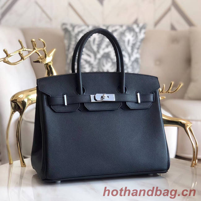 Hermes original Epsom Leather HB35O black&silver Metal