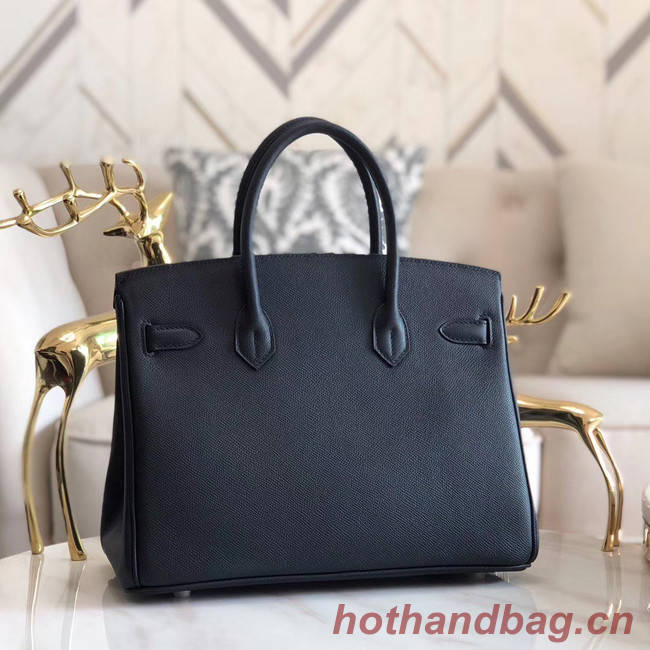 Hermes original Epsom Leather HB35O black&silver Metal