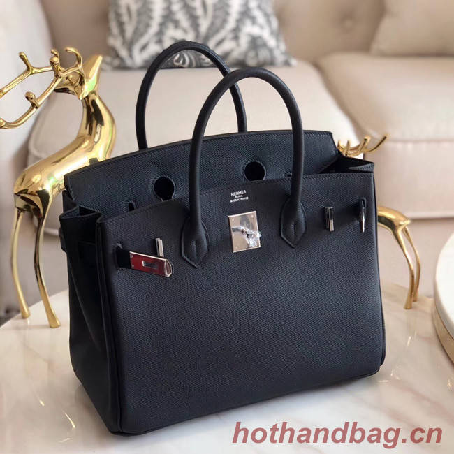 Hermes original Epsom Leather HB35O black&silver Metal