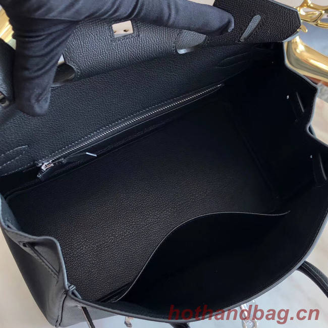 Hermes original Epsom Leather HB35O black&silver Metal