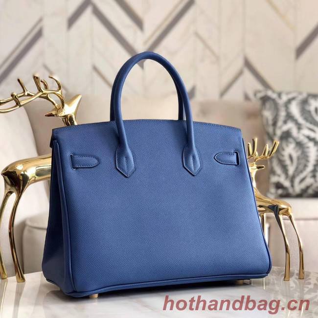 Hermes original Epsom Leather HB35O blue&gold Metal