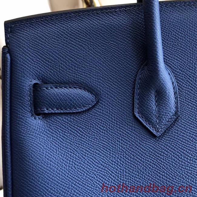 Hermes original Epsom Leather HB35O blue&silver Metal