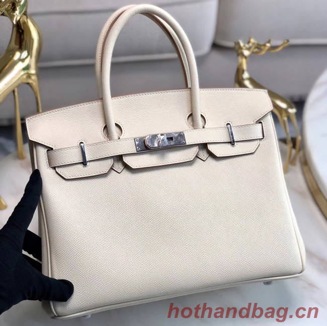 Hermes original Epsom Leather HB35O cream&silver Metal