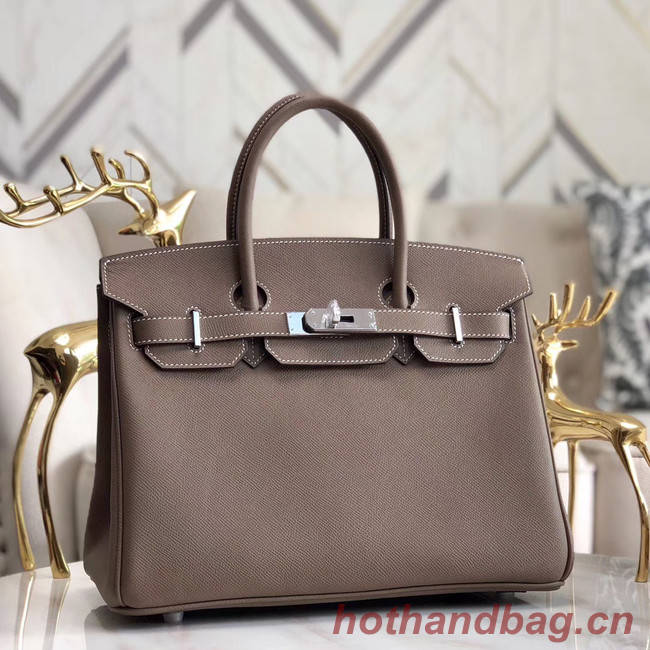 Hermes original Epsom Leather HB35O grey&silver Metal