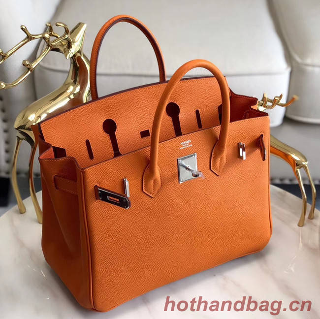 Hermes original Epsom Leather HB35O orange&silver Metal