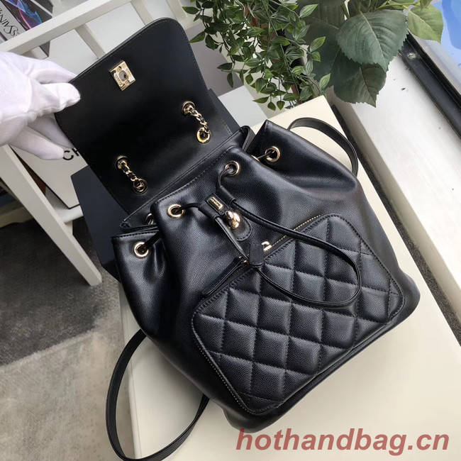 Chanel backpack Grained Calfskin & Gold-Tone Metal A57571 black