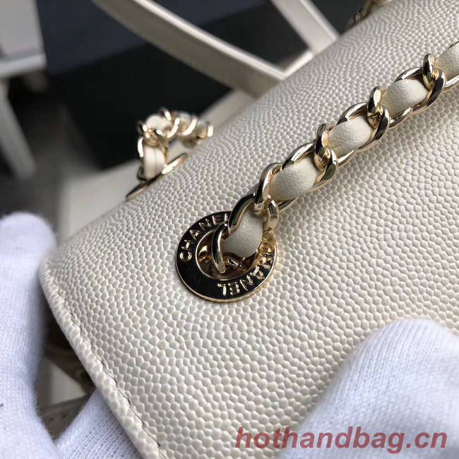 Chanel backpack Grained Calfskin & Gold-Tone Metal A57571 white